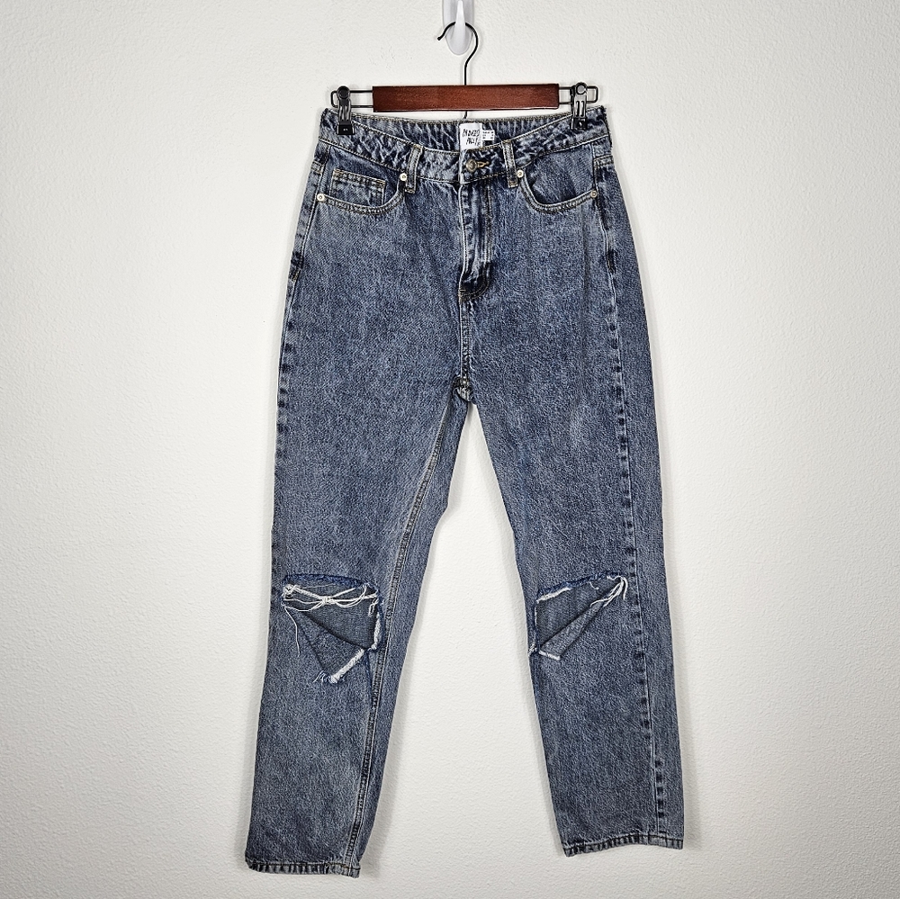 Princess Polly Intentions Straight Leg Knee Rip Denim Jeans Women's Size 8 - Picture 4 of 7